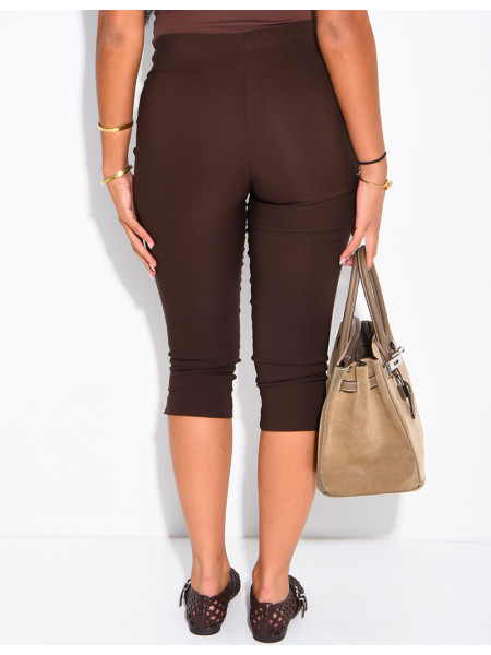 Short capri taille basse en tissu stretch