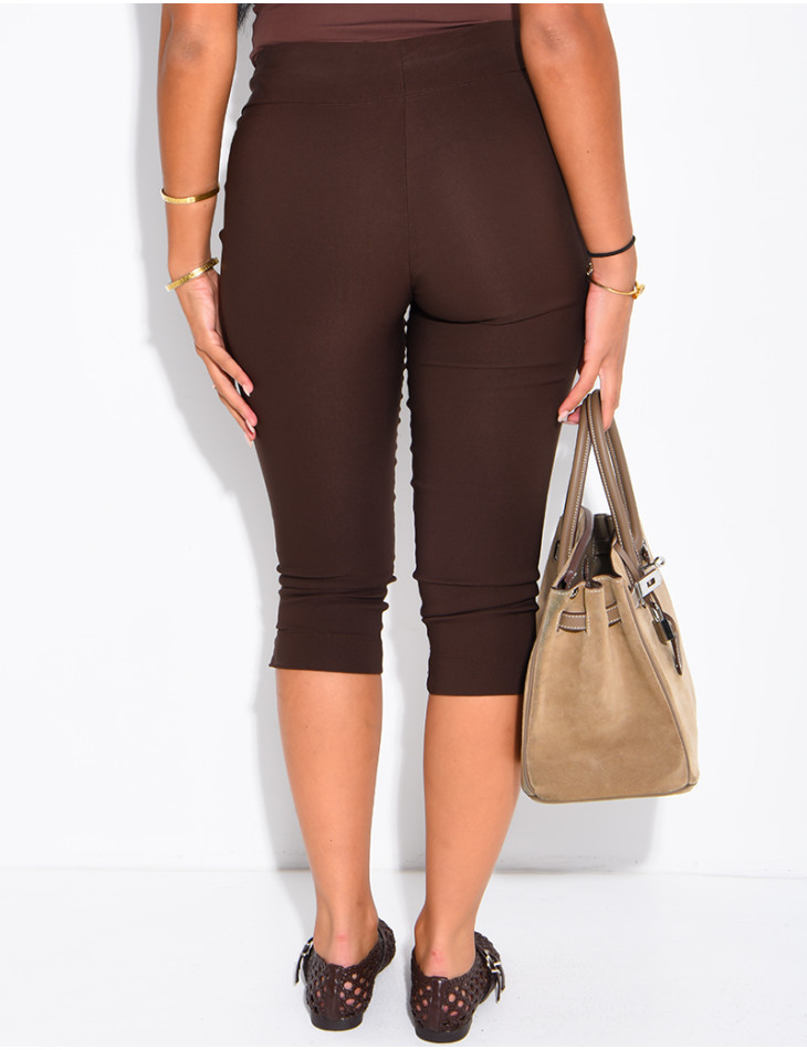 Short capri taille basse en tissu stretch