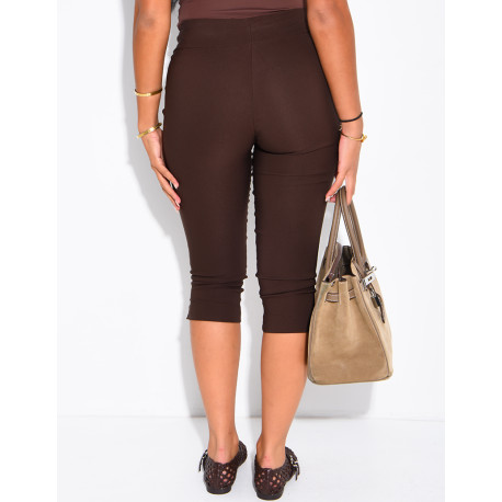 Short capri taille basse en tissu stretch