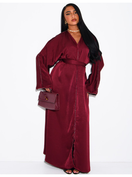 Abaya à strass avec ceinture
