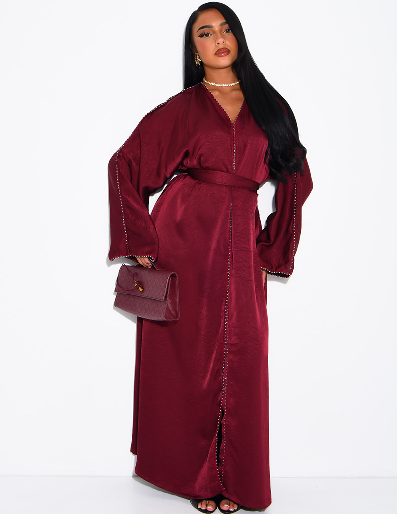 Abaya à strass avec ceinture