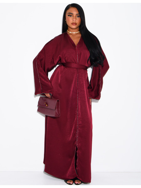 Abaya à strass avec ceinture