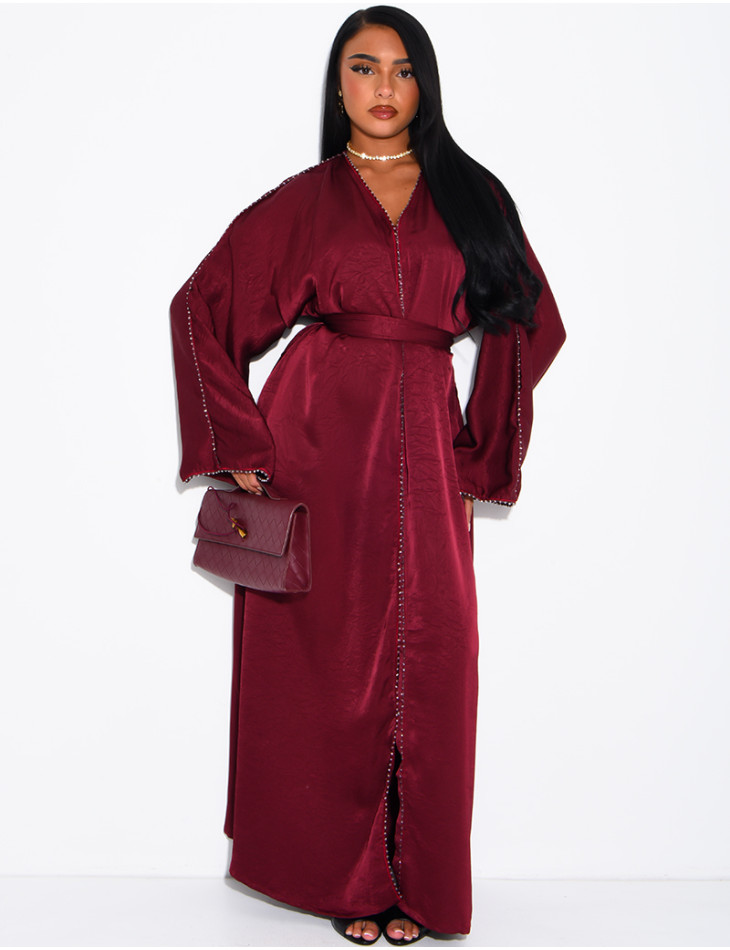 Abaya à strass avec ceinture