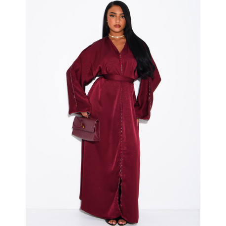 Abaya à strass avec ceinture