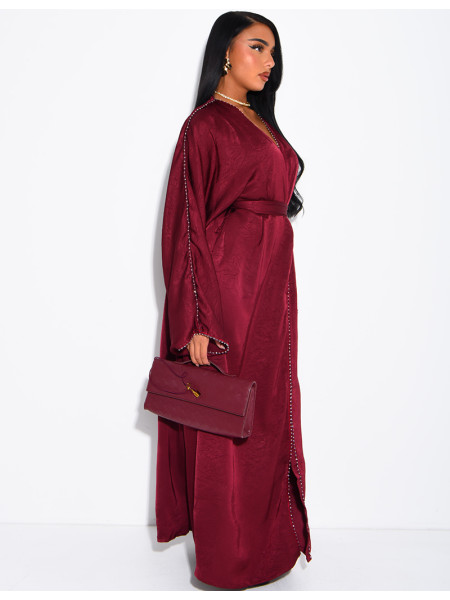 Abaya à strass avec ceinture