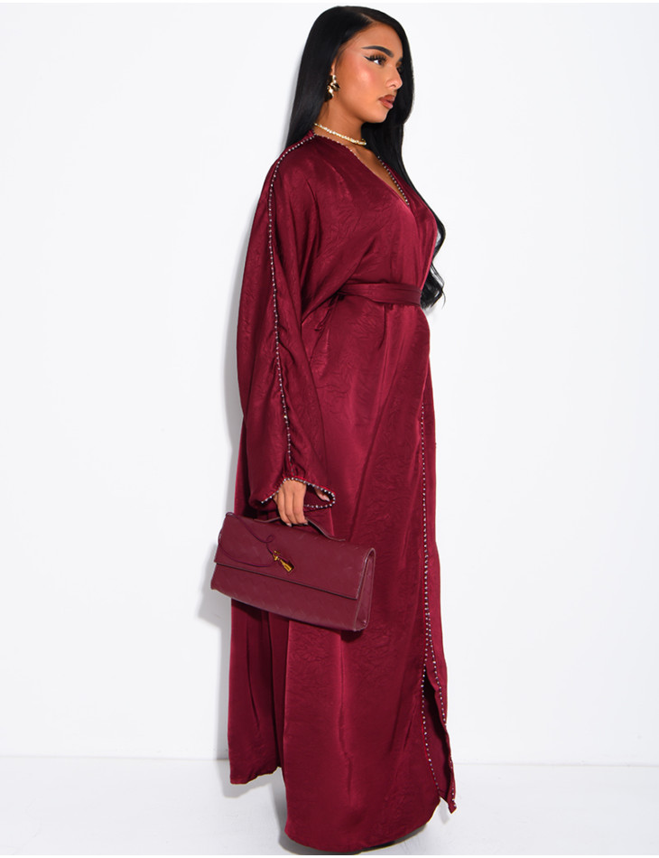 Abaya à strass avec ceinture