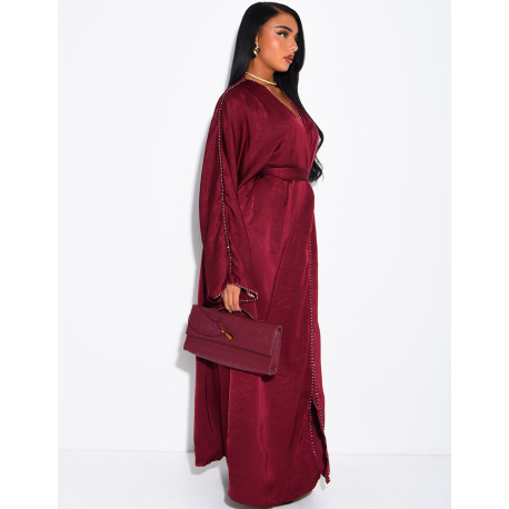 Abaya à strass avec ceinture