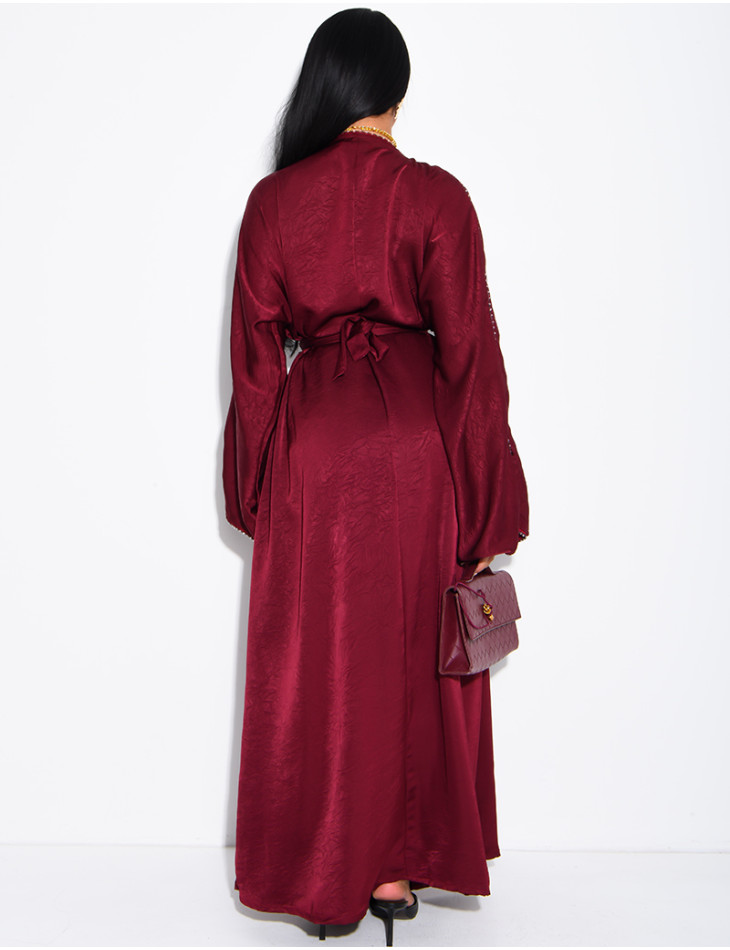 Abaya à strass avec ceinture