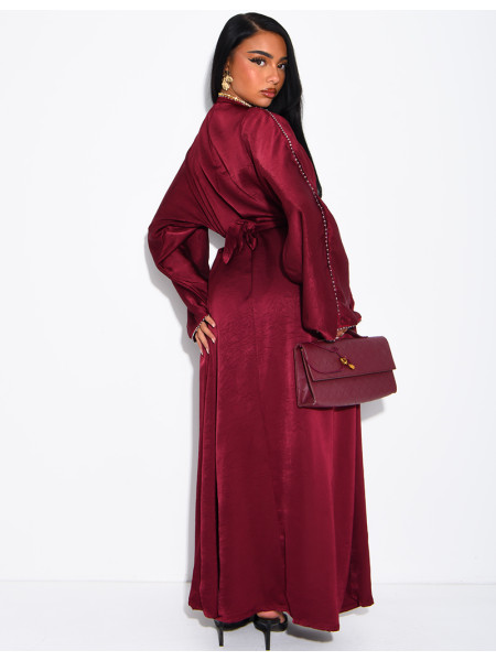 Abaya à strass avec ceinture
