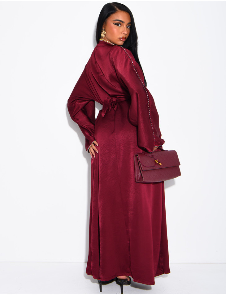 Abaya à strass avec ceinture