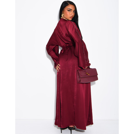 Abaya à strass avec ceinture