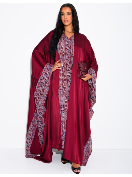 Embroidered & Rhinestone Set: Sleeveless Dress and Kimono with Belt