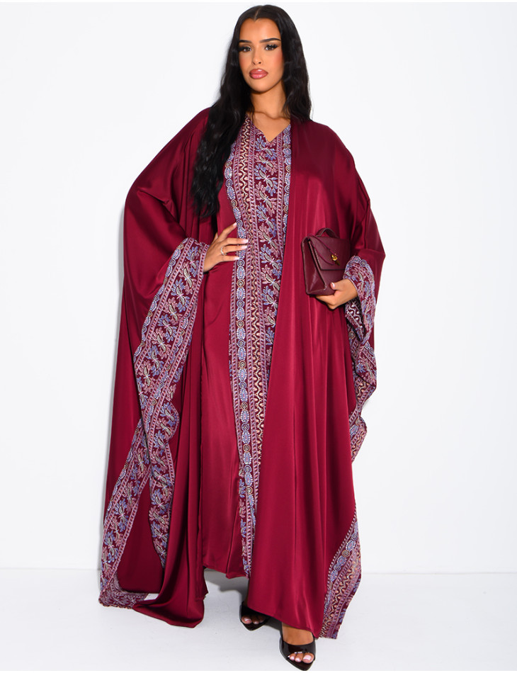 Embroidered & Rhinestone Set: Sleeveless Dress and Kimono with Belt