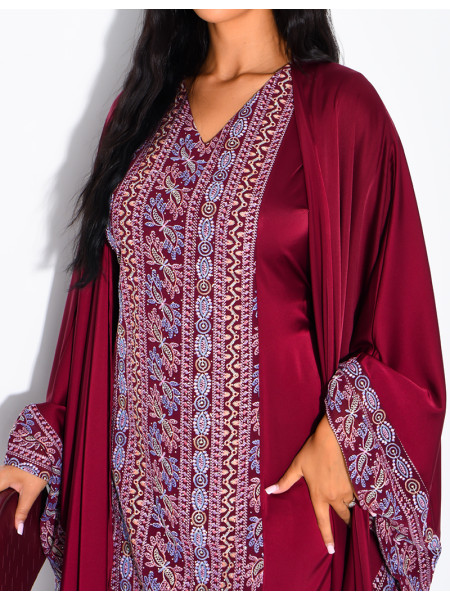 Embroidered & Rhinestone Set: Sleeveless Dress and Kimono with Belt