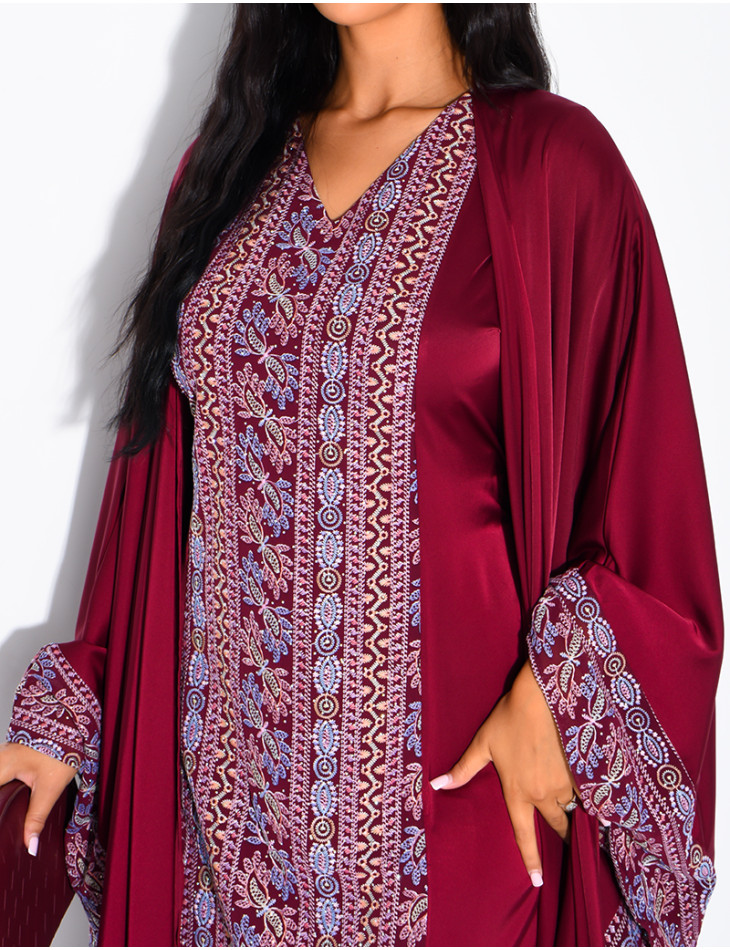 Embroidered & Rhinestone Set: Sleeveless Dress and Kimono with Belt