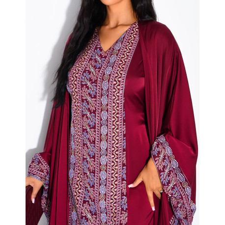 Embroidered & Rhinestone Set: Sleeveless Dress and Kimono with Belt