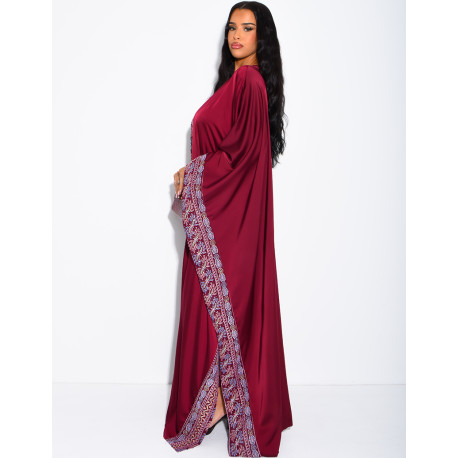 Embroidered & Rhinestone Set: Sleeveless Dress and Kimono with Belt