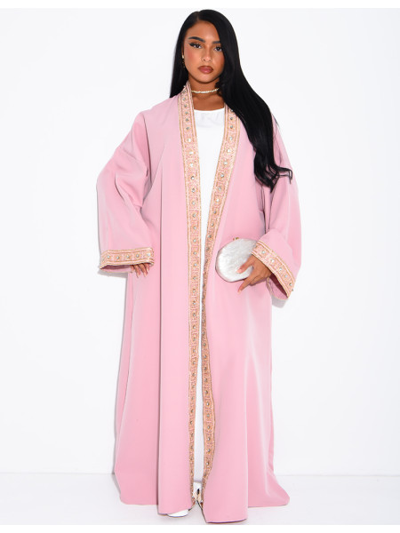 Ensemble robe sans manches et kimono à dorures avec ceinture