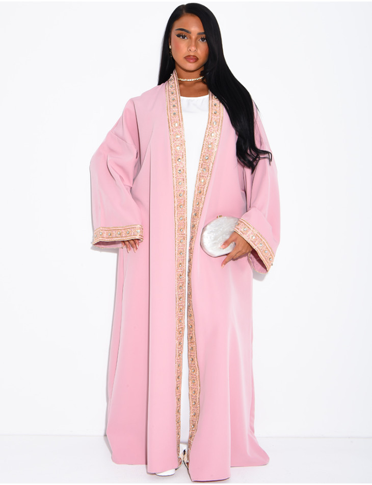Ensemble robe sans manches et kimono à dorures avec ceinture