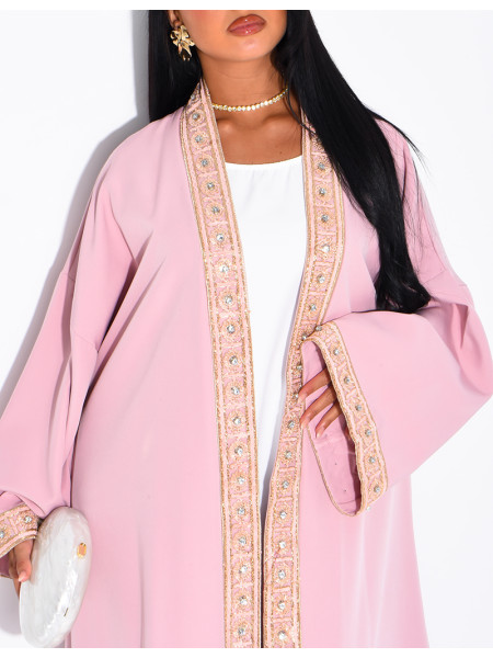 Ensemble robe sans manches et kimono à dorures avec ceinture