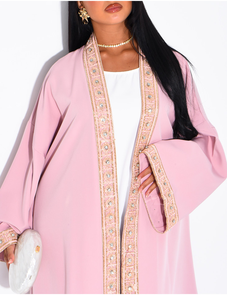 Ensemble robe sans manches et kimono à dorures avec ceinture