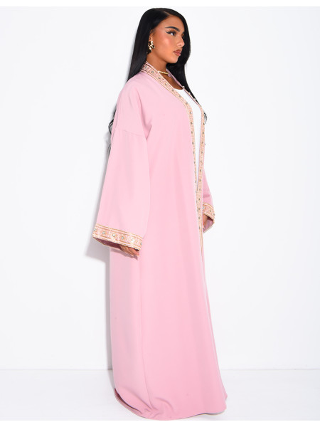 Ensemble robe sans manches et kimono à dorures avec ceinture