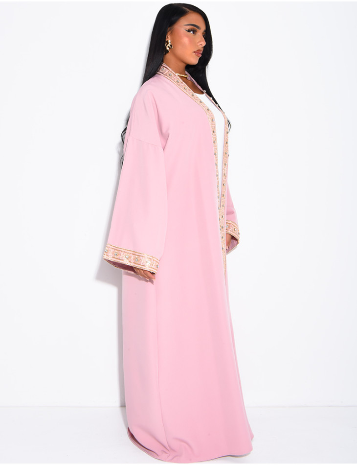 Ensemble robe sans manches et kimono à dorures avec ceinture