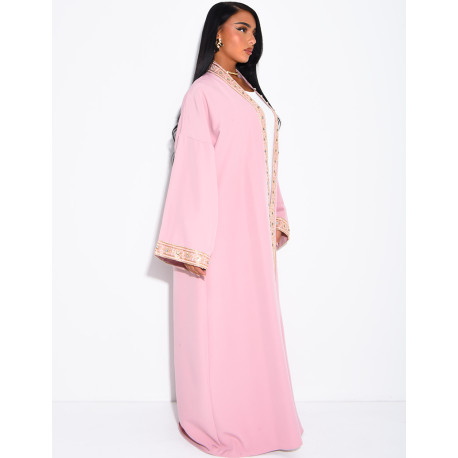 Ensemble robe sans manches et kimono à dorures avec ceinture