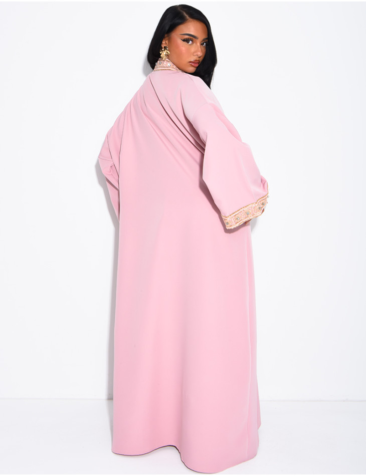 Ensemble robe sans manches et kimono à dorures avec ceinture