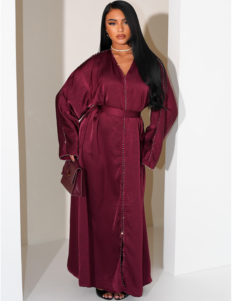 Abaya à strass avec ceinture