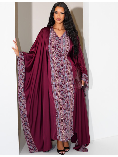 Embroidered & Rhinestone Set: Sleeveless Dress and Kimono with Belt