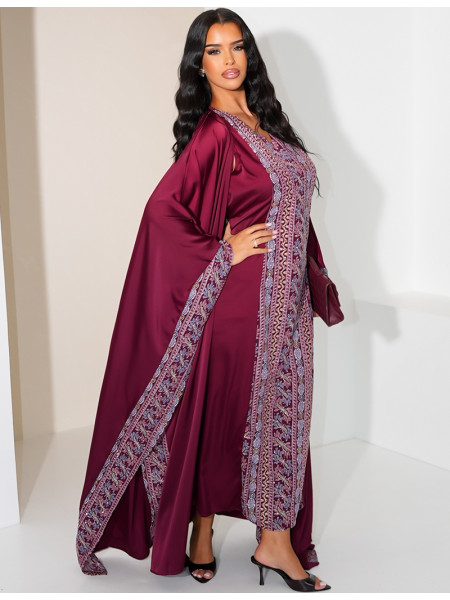 Embroidered & Rhinestone Set: Sleeveless Dress and Kimono with Belt