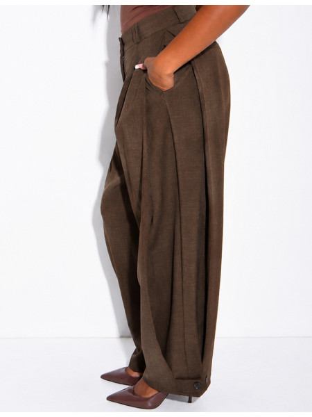 Flared suit trousers with buttons at the ankles