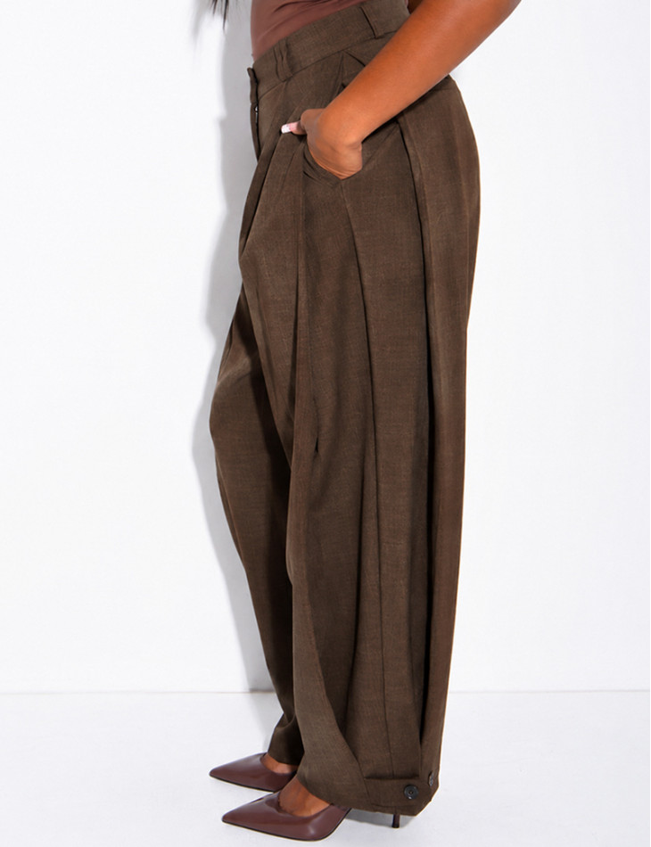 Flared suit trousers with buttons at the ankles