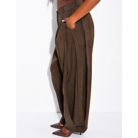 Flared suit trousers with buttons at the ankles