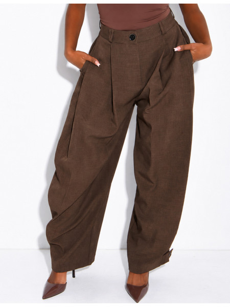 Flared suit trousers with buttons at the ankles
