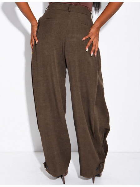 Flared suit trousers with buttons at the ankles