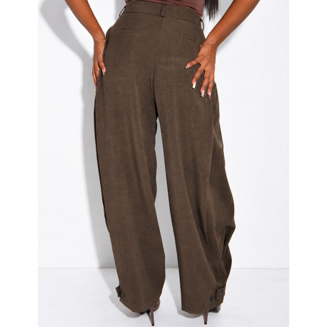 Flared suit trousers with buttons at the ankles