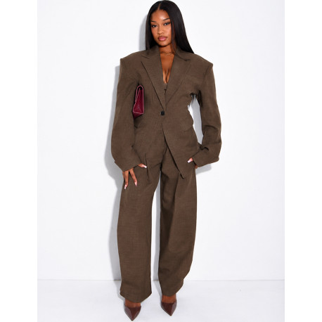 Flared suit trousers with buttons at the ankles
