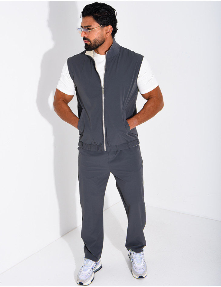 Ensemble en tissu imperméable pantalon et veste sans manches réversible