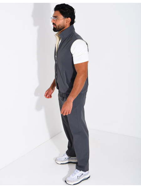 Ensemble en tissu imperméable pantalon et veste sans manches réversible