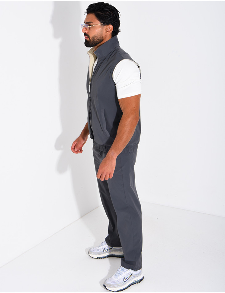 Ensemble en tissu imperméable pantalon et veste sans manches réversible