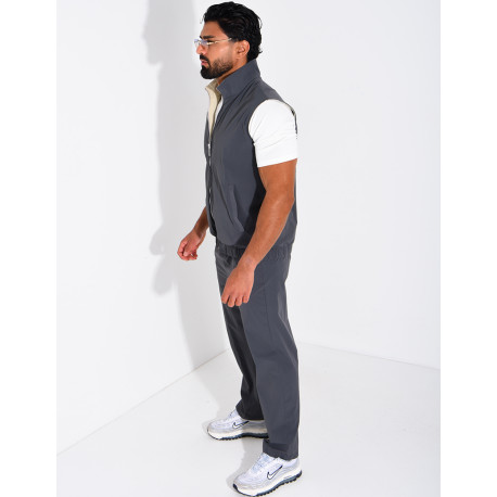 Ensemble en tissu imperméable pantalon et veste sans manches réversible