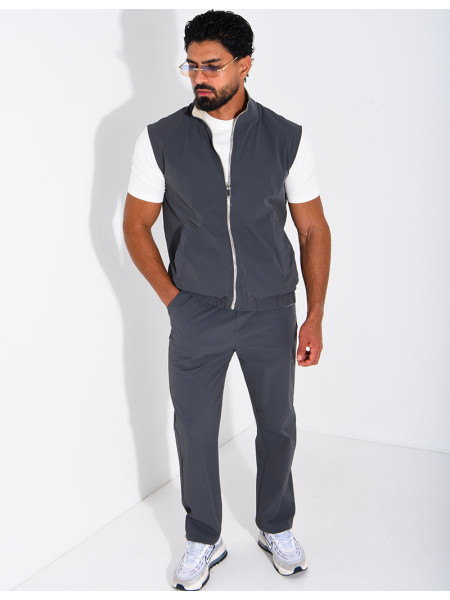 Ensemble en tissu imperméable pantalon et veste sans manches réversible