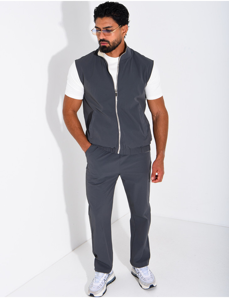 Ensemble en tissu imperméable pantalon et veste sans manches réversible