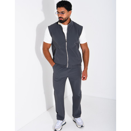 Ensemble en tissu imperméable pantalon et veste sans manches réversible