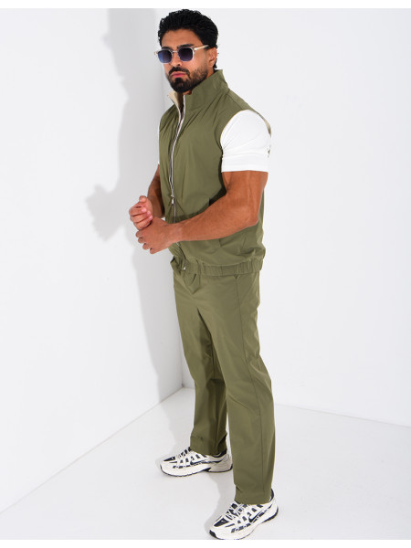 Ensemble en tissu imperméable pantalon et veste sans manches réversible