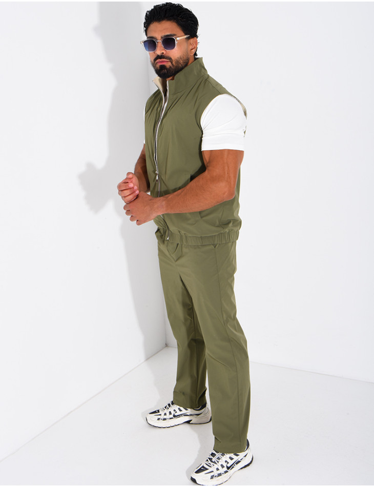 Ensemble en tissu imperméable pantalon et veste sans manches réversible