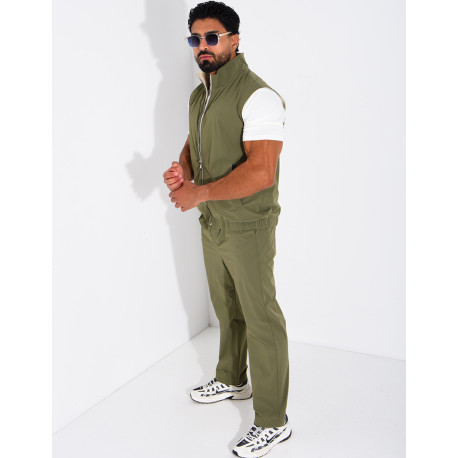 Ensemble en tissu imperméable pantalon et veste sans manches réversible