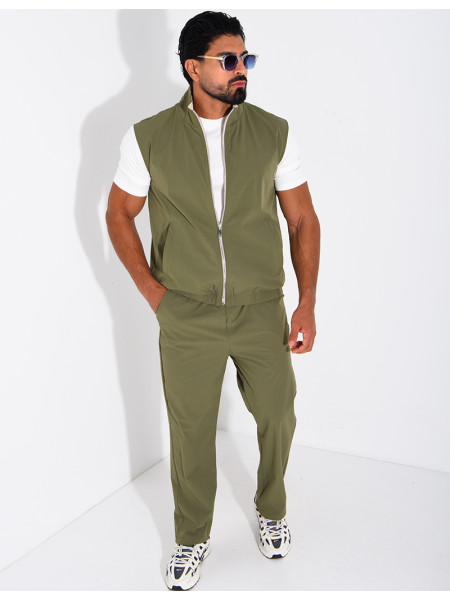 Ensemble en tissu imperméable pantalon et veste sans manches réversible